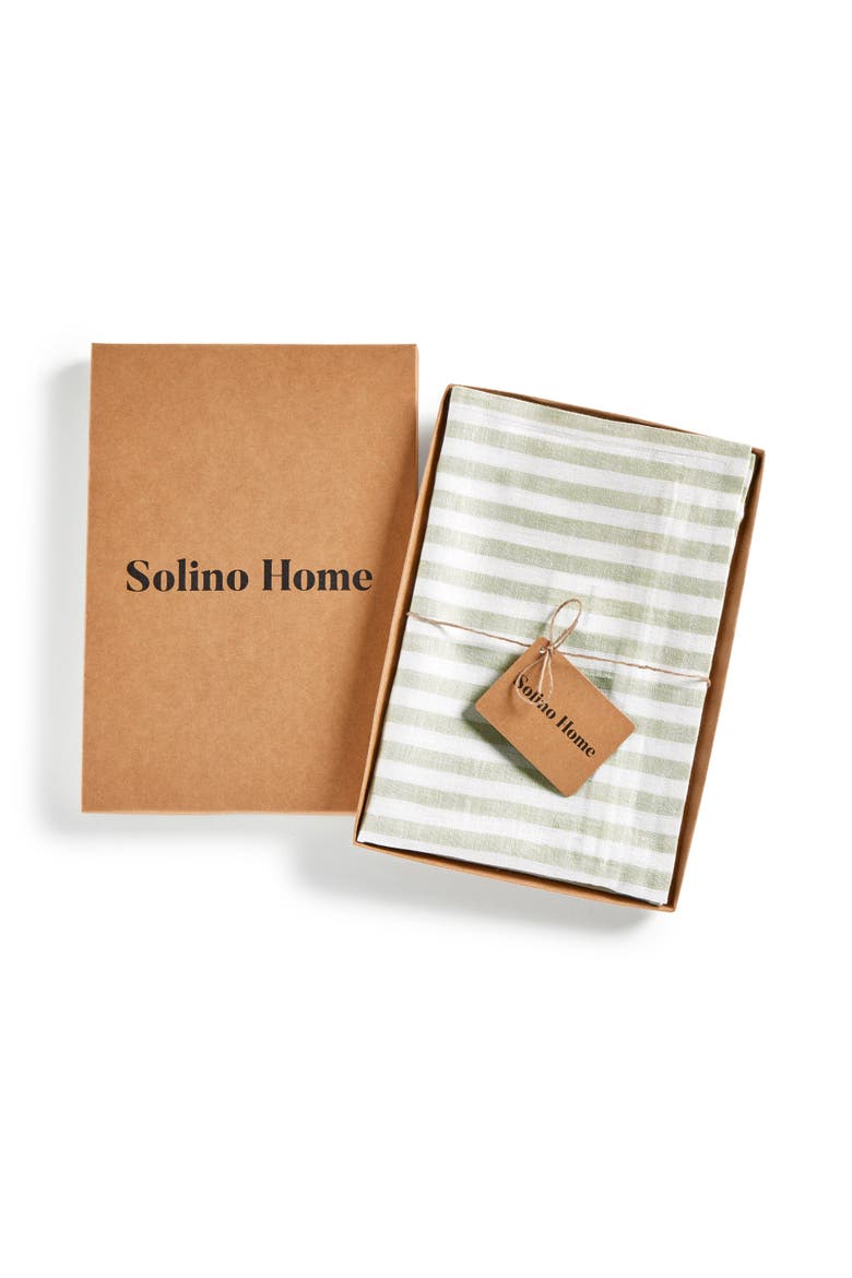 Linen Throw Pillow Cover with Invisible Zipper, 20 x 20 Inches - Santa Barbara, Alternate, color, Sage and White