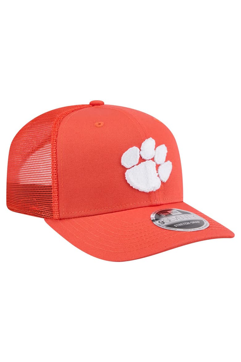 Men's New Era Orange Clemson Tigers Primary 9SEVENTY Trucker Stretch-Snap Hat, Alternate, color, Orange