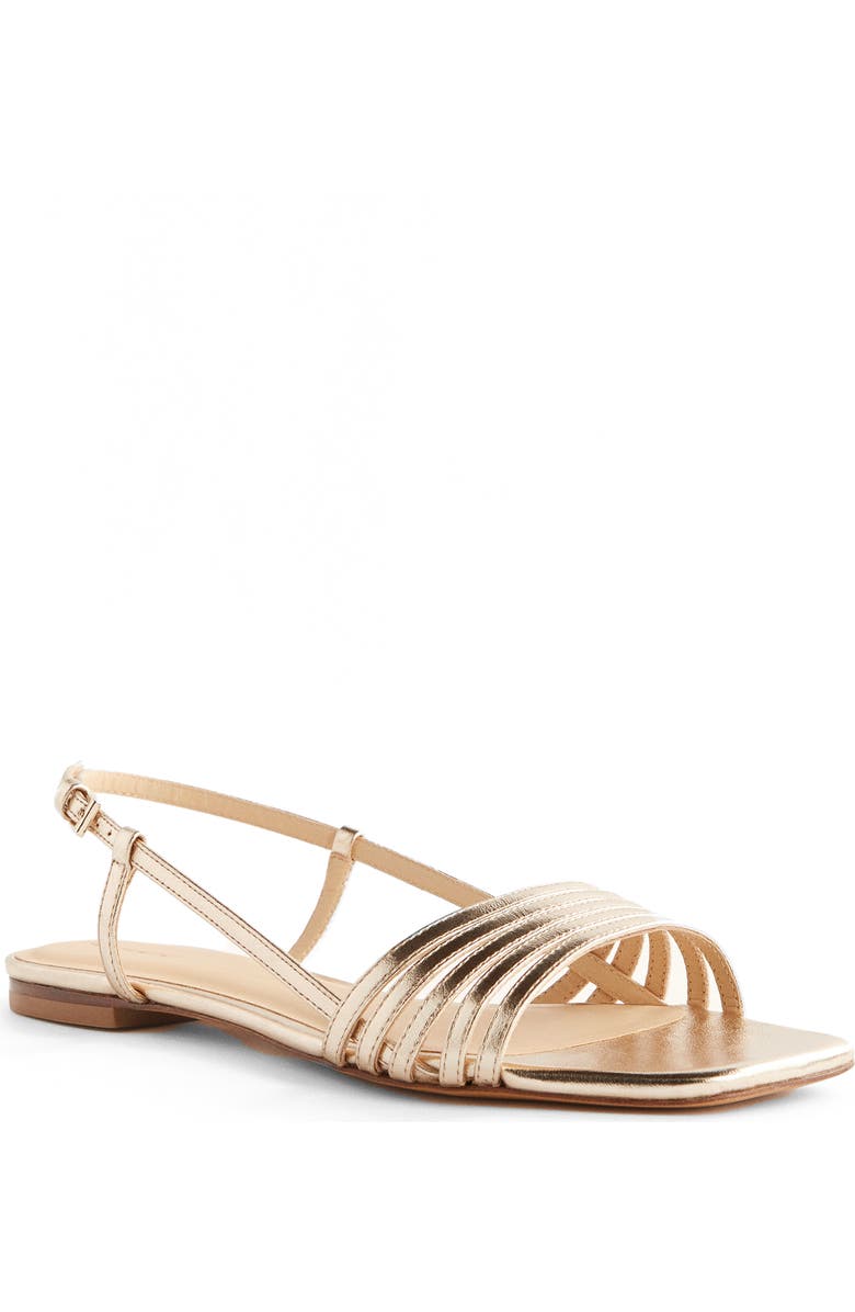 Reformation Millie Lattice Flat Sandal, Main, color, Gold