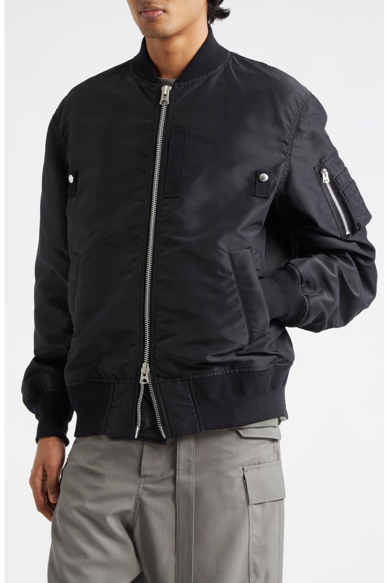 Nylon Twill Bomber Jacket, Alternate, color, BLACK 001