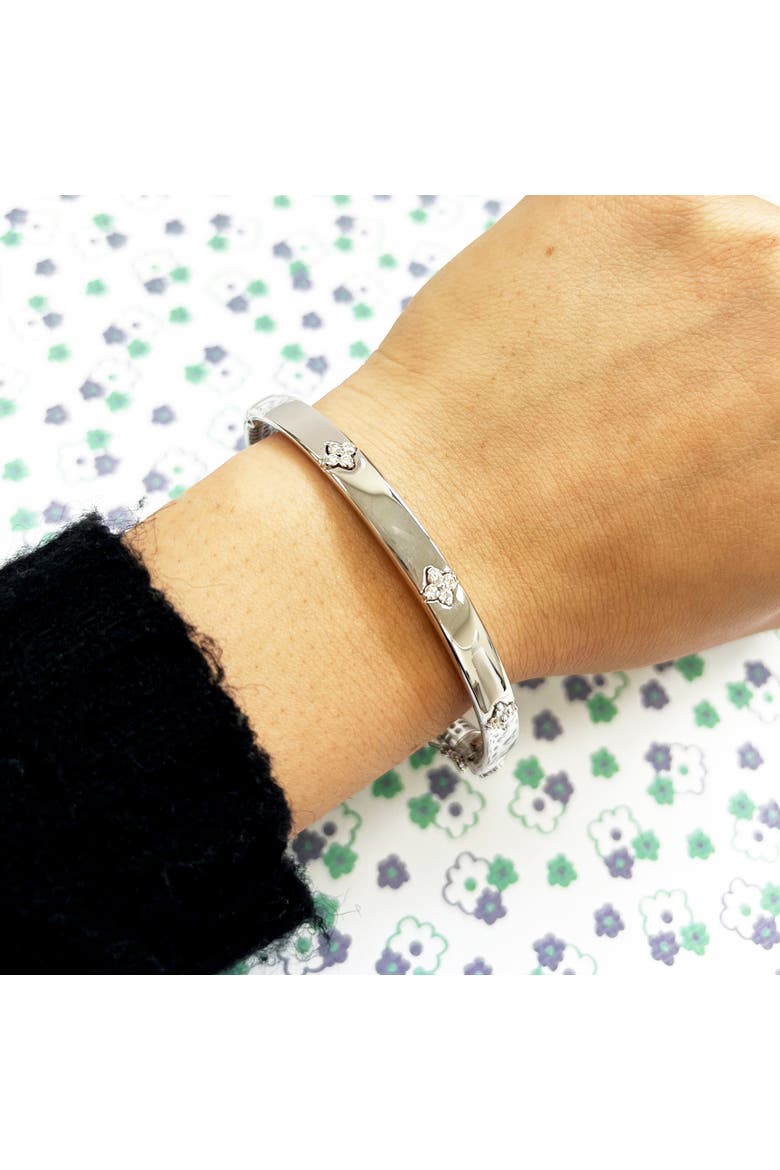 Diamond Clover Bangle, Alternate, color, White Gold