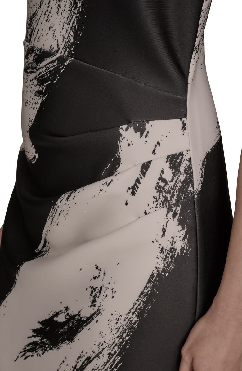 Donna Karan New York Pleated Sheath Cocktail Dress, Alternate, color, Black/ Cream
