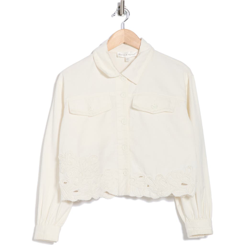 Shop Chelsea And Theodore Soutache Trim Crop Shirt Jacket
