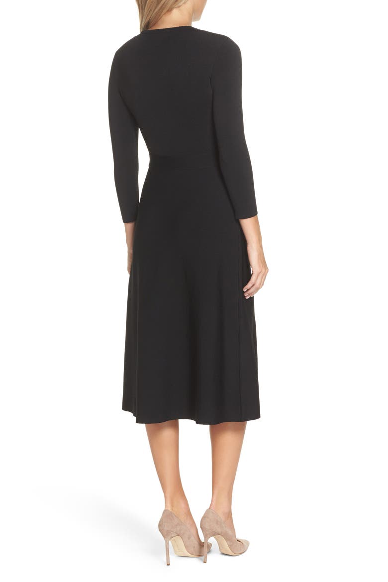Fit & Flare Sweater Dress, Alternate, color, BLACK