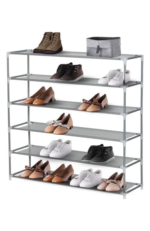 J&v Textiles J And V Textiles 6-tier Shoe Rack 6-tier Wood Top Shoe Rack In Gray