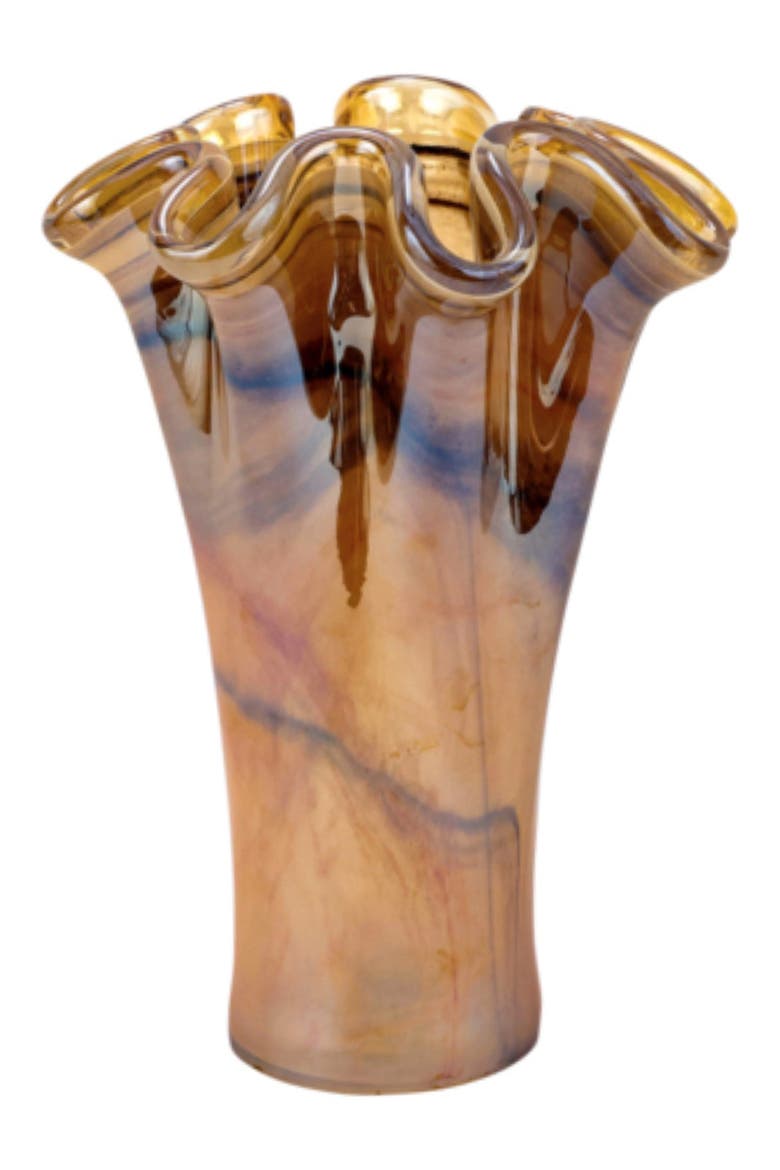 Onda Short Glass Vase, Main, color, BROWN