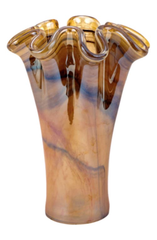 Vietri Onda Glass Tortoiseshell Short Vase In Brown