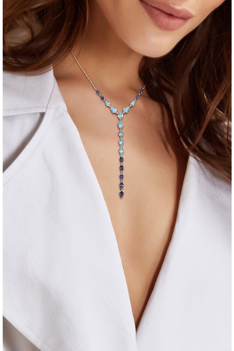 Teardrop Y Necklace, Alternate, color, BLUE