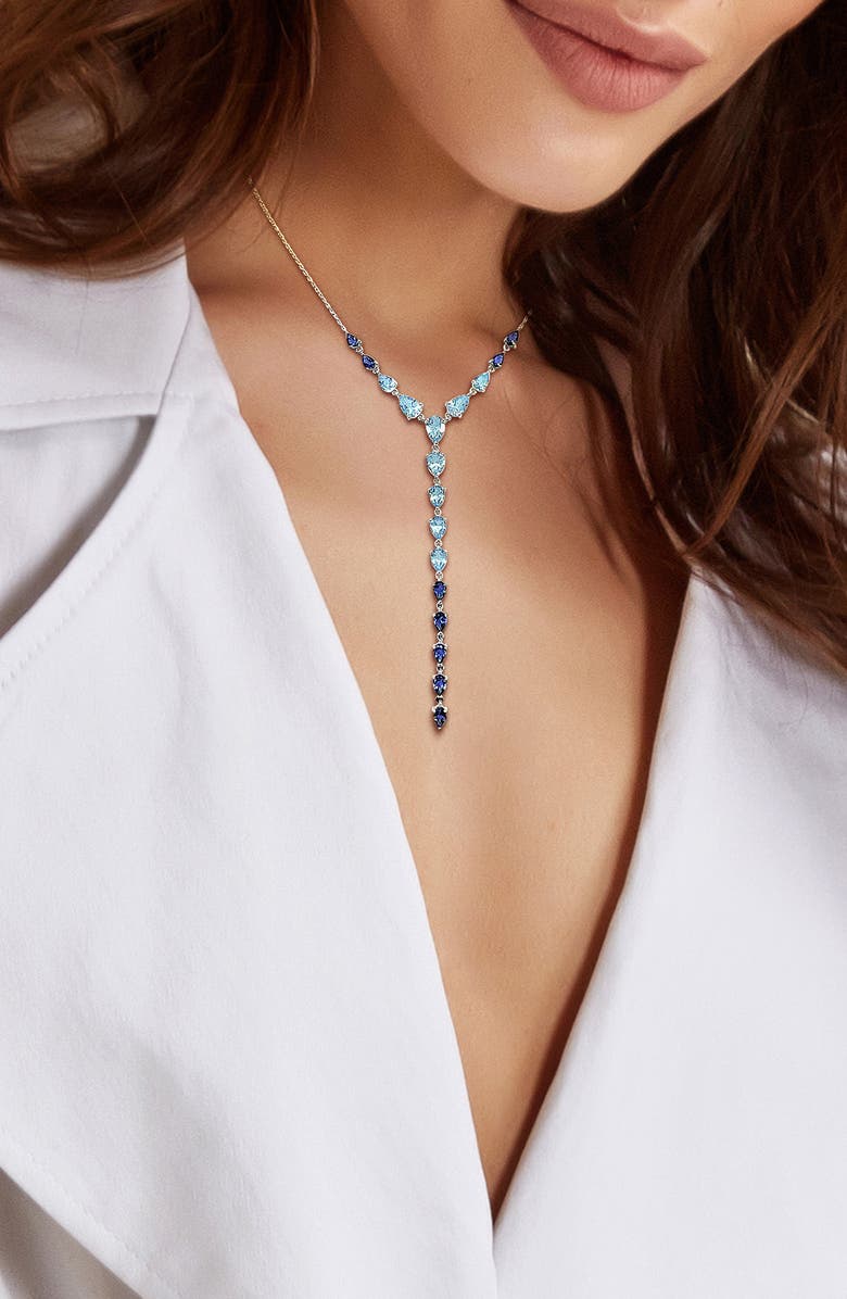 DELMAR Teardrop Y Necklace, Alternate, color, Blue