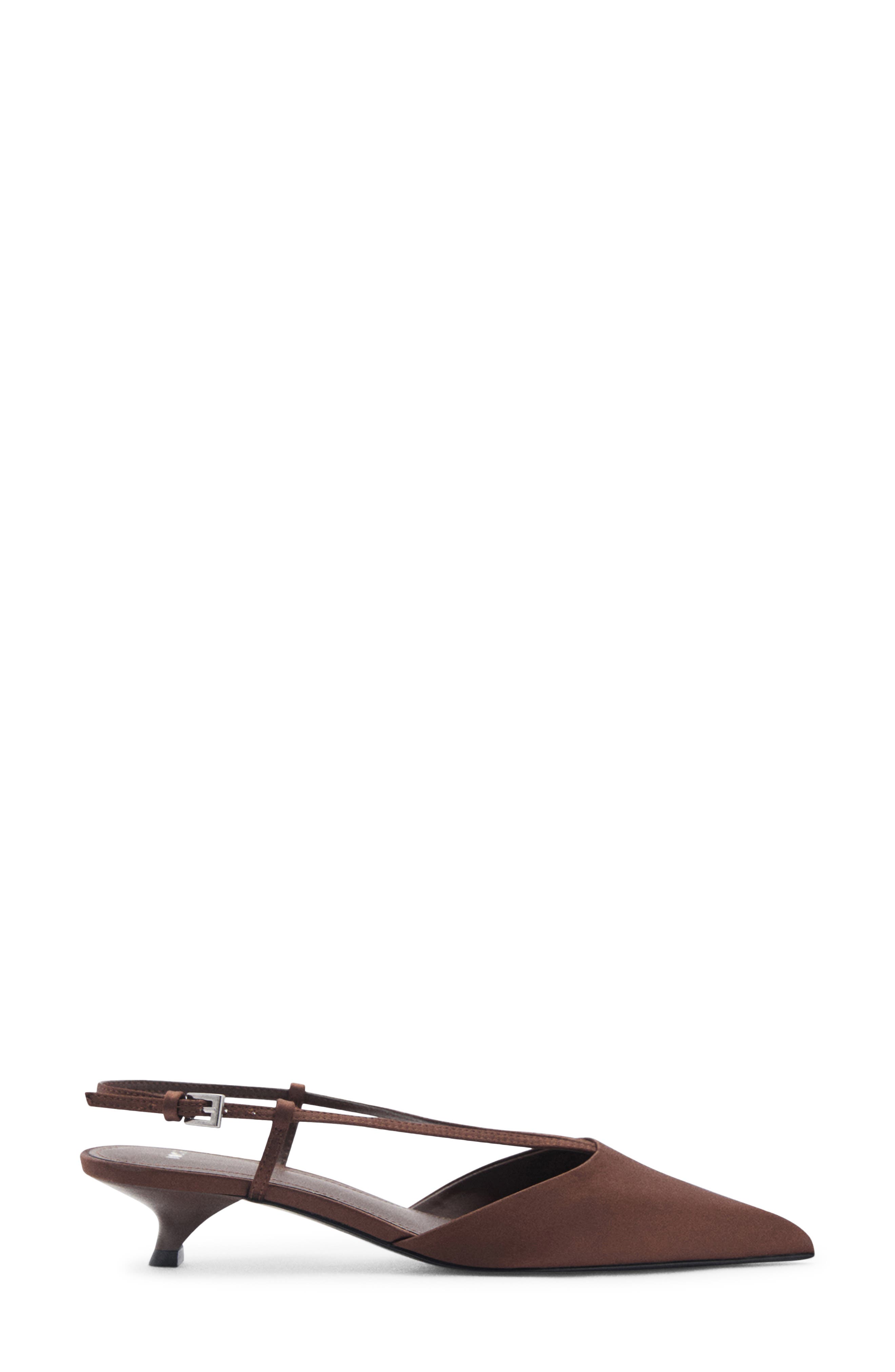 MANGO Kitten Heel Pointed Toe Slingback Pump, Alternate, color, Chocolate