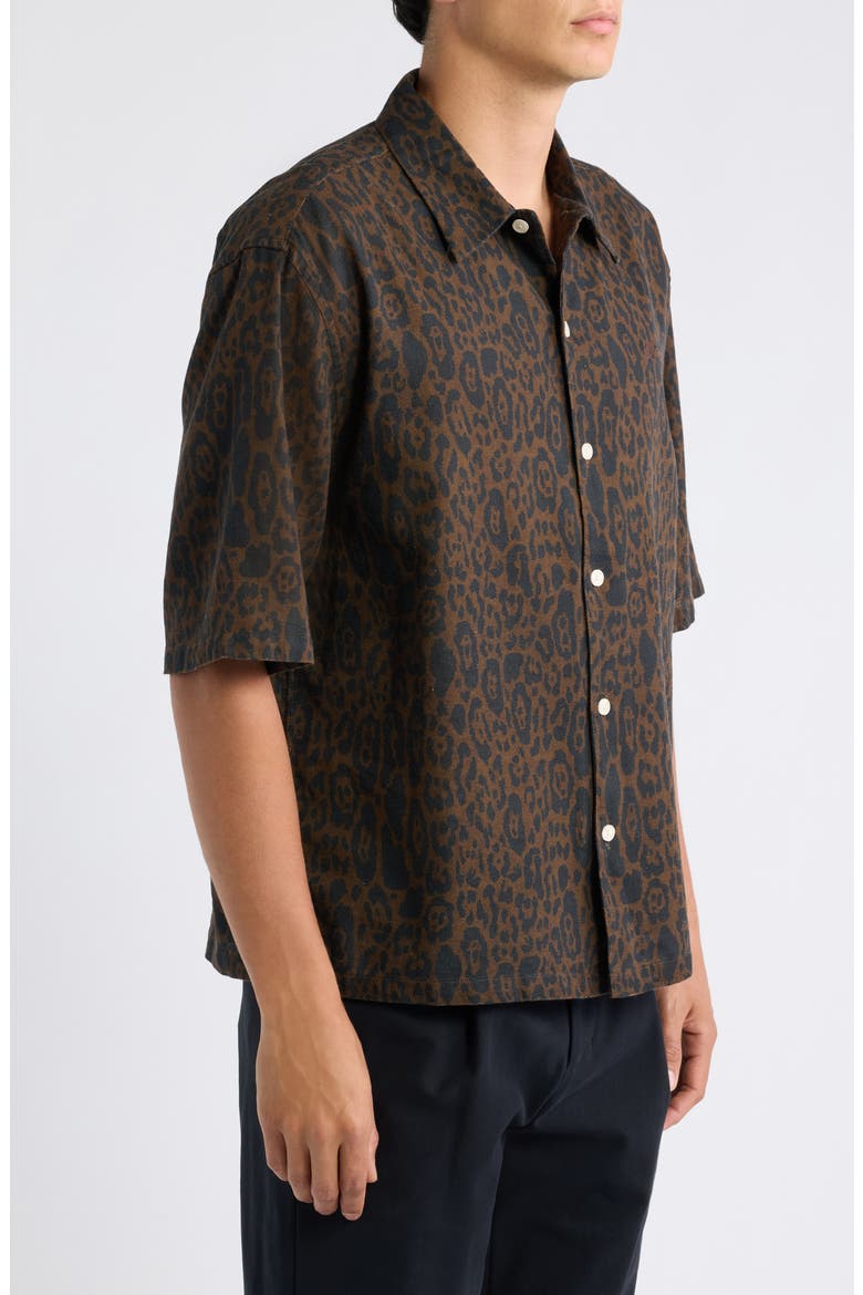 Leopardo Organic Cotton Blend Button-Up Shirt, Alternate, color, HOT CHOC BROWN