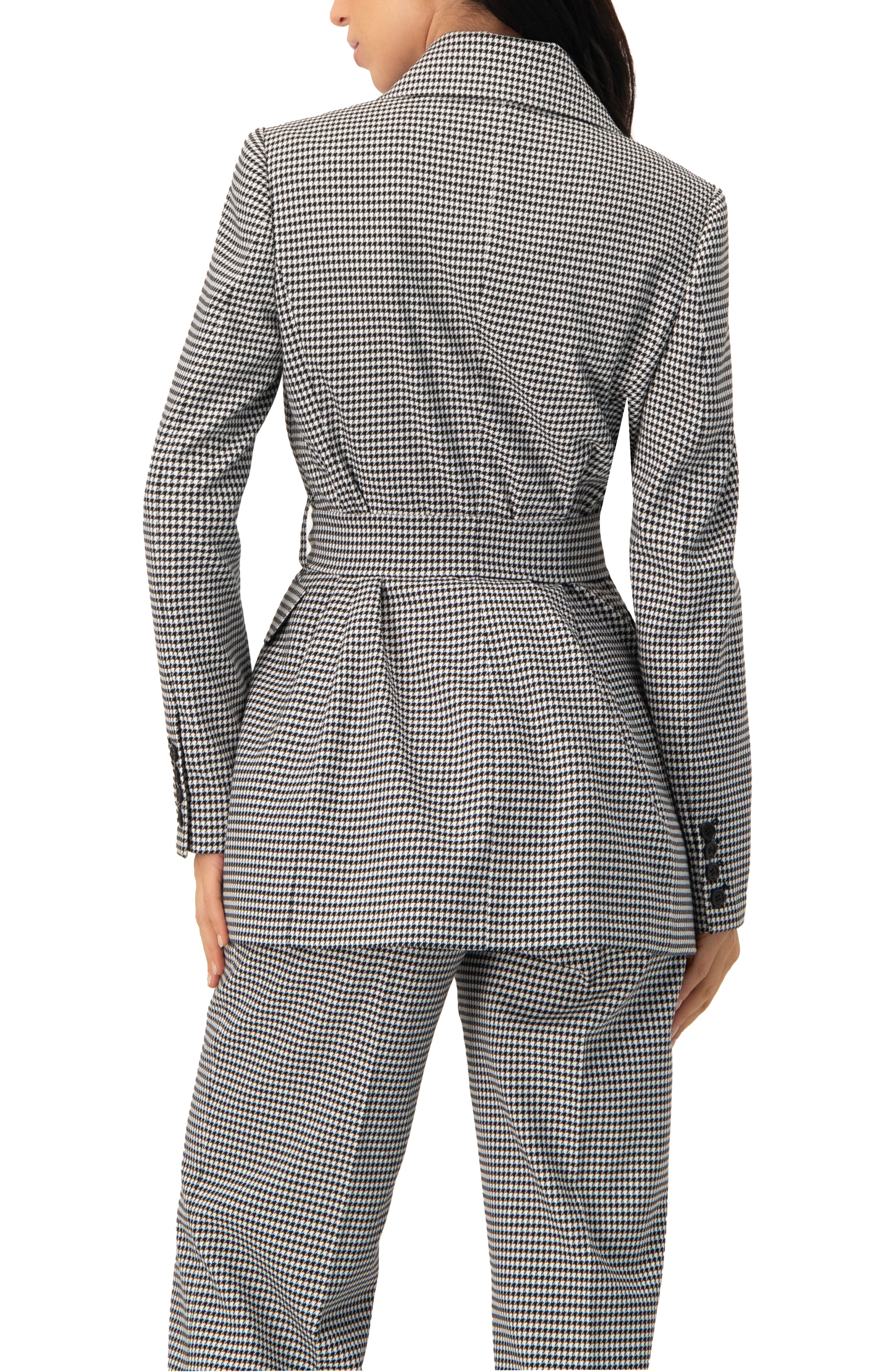 Tailored Houndstooth Blazer with Belt - image 2