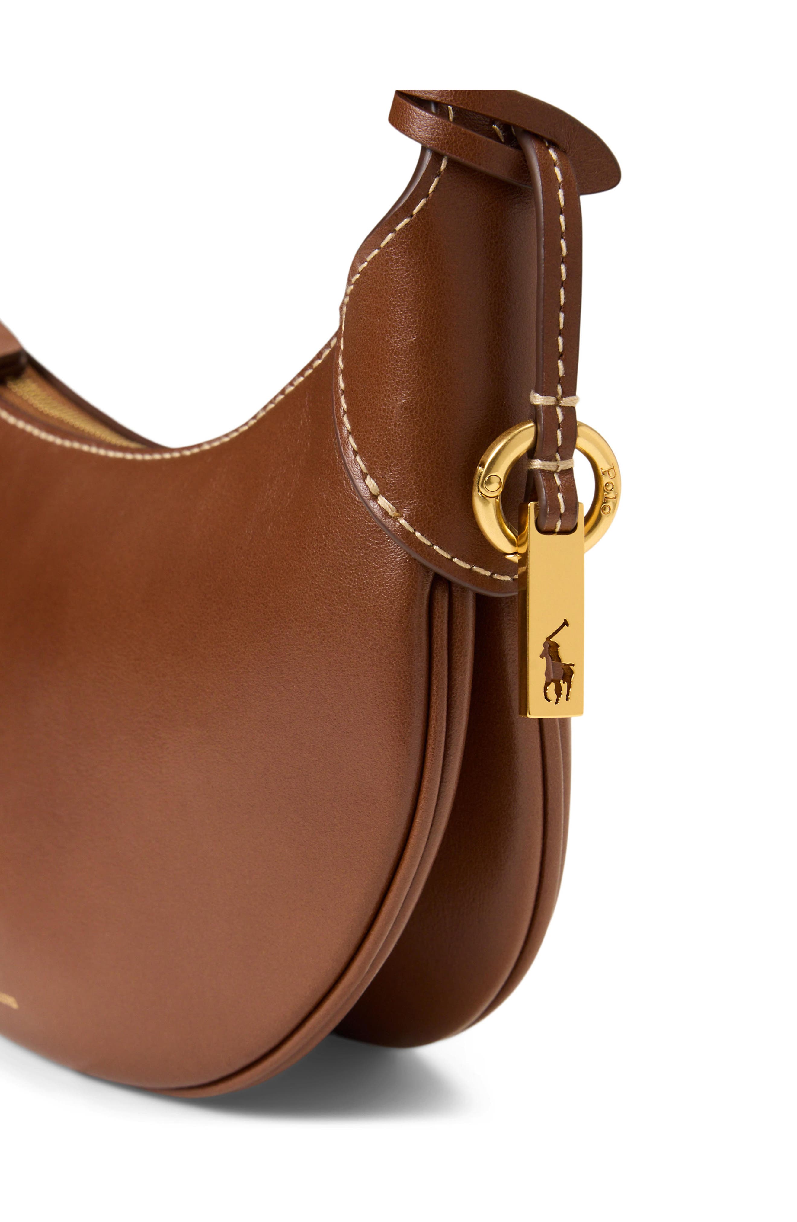 Polo Ralph Lauren Mini Polo ID Chain Leather Crossbody Bag, Alternate, color, Cuoio