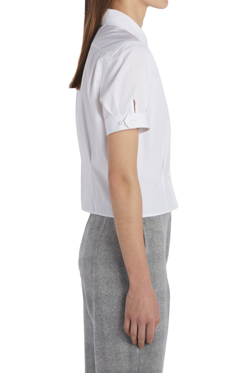 Thom Browne Pleated Cotton Poplin Button-Up Blouse, Alternate, color, White