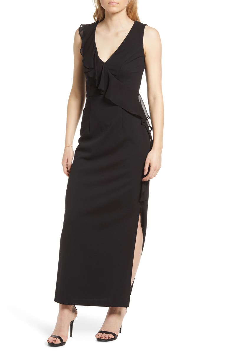 Connected Apparel Cascade Ruffle Dress, Main, color, 