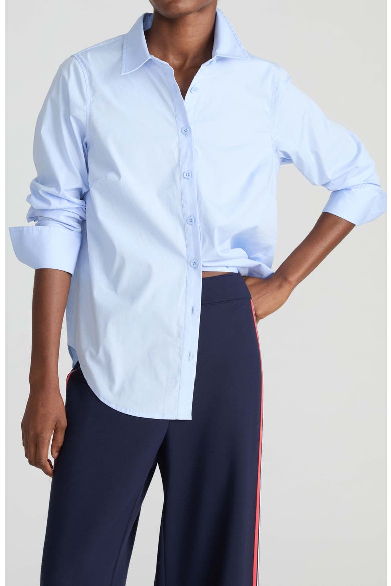 Henning x US Madison Poplin Button-Up Shirt, Main, color, SERENE BLUE