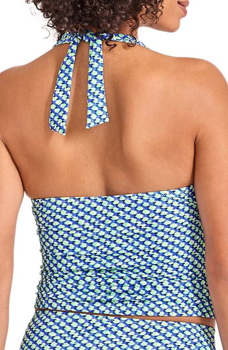 Tommy Bahama Palm Mosaic Halter Tankini, Alternate, color, Beach Glass Blue