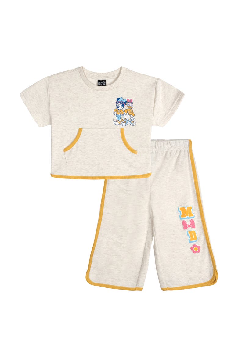 Minnie Mouse Varsity 2-Piece Tee and Pants Set, Main, color, Oatmeal Minnie Daisy