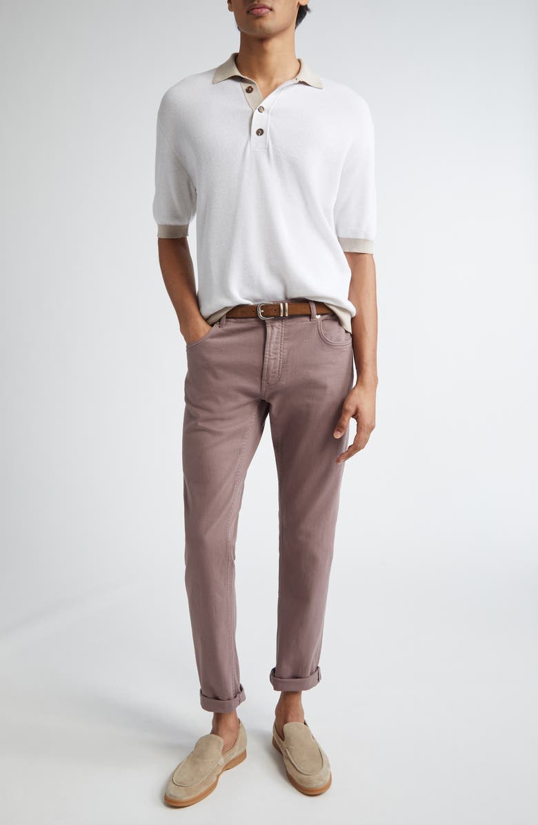 Eleventy Cotton & Virgin Wool Polo Sweater, Alternate, color, 01-02 White And Beige