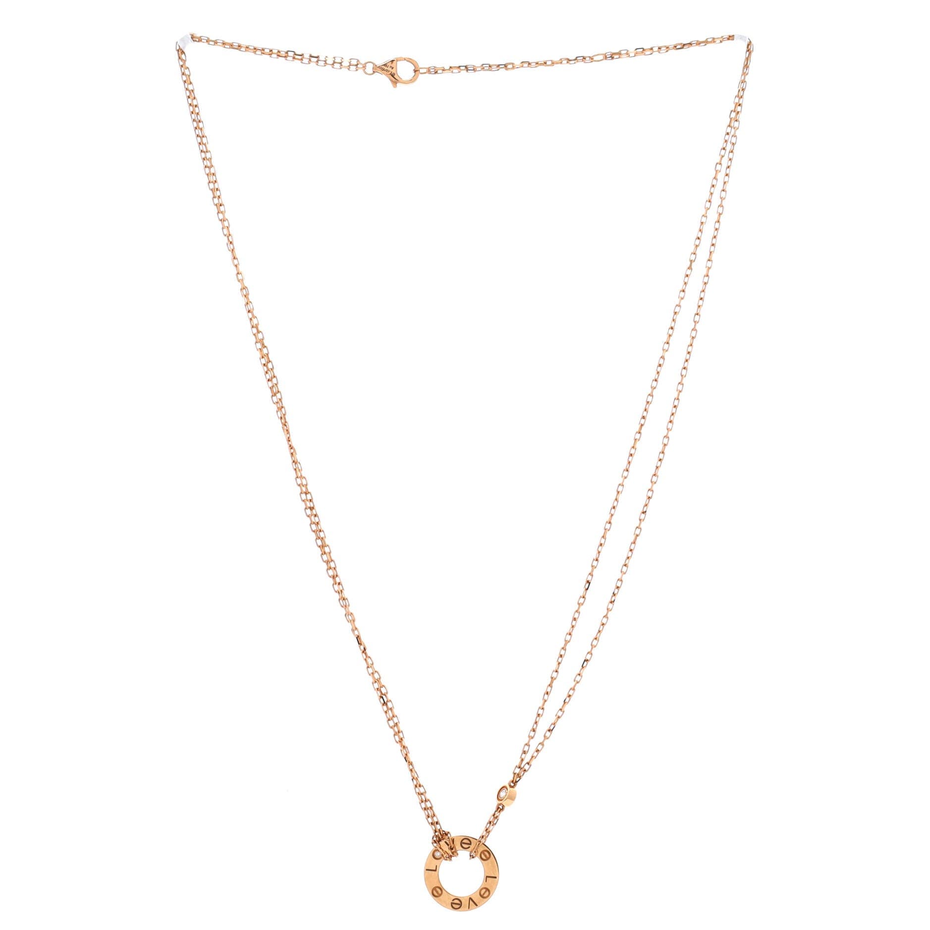 2 Diamonds Love Pendant Necklace 18K Rose Gold and Diamonds, Alternate, color, Metallic Gold
