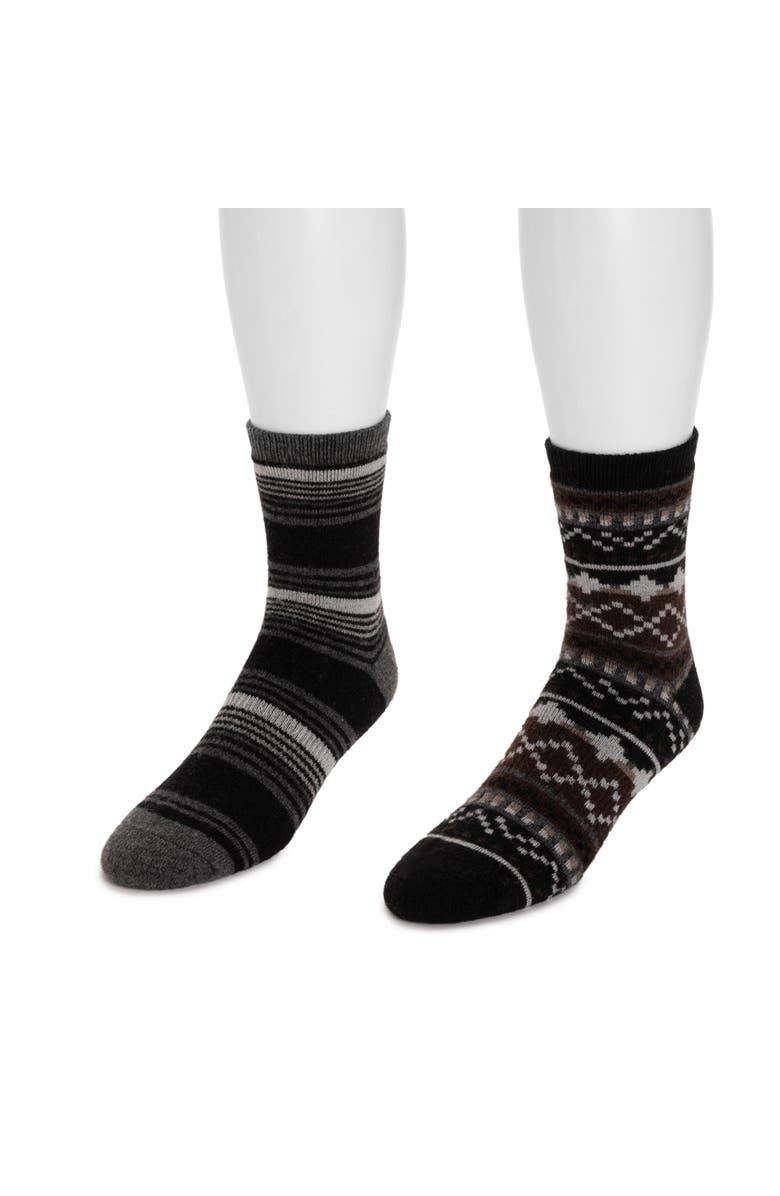 MUK LUKS Wool Blend 6" Socks 2 Pair Pack, Main, color, Dark Neutrals