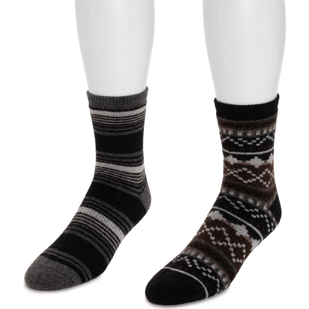 Muk Luks Wool Blend 6" Socks 2 Pair Pack In Multi