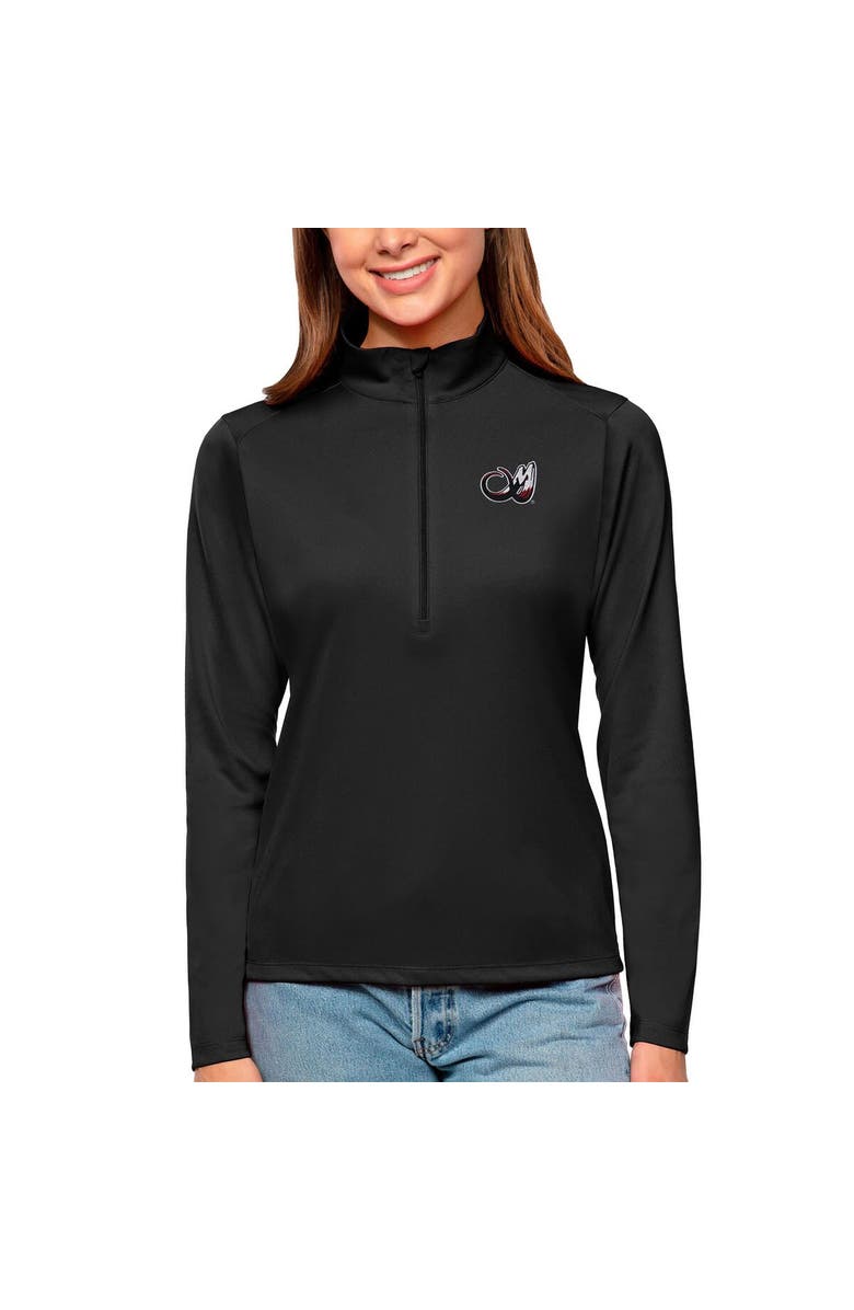 ANTIGUA Women's Antigua Black Colorado Mammoth Tribute Quarter-Zip Pullover Top, Main, color, 