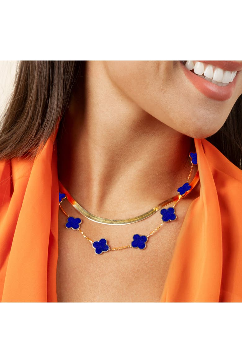 Large Lapis Clover Necklace, Alternate, color, Lapis
