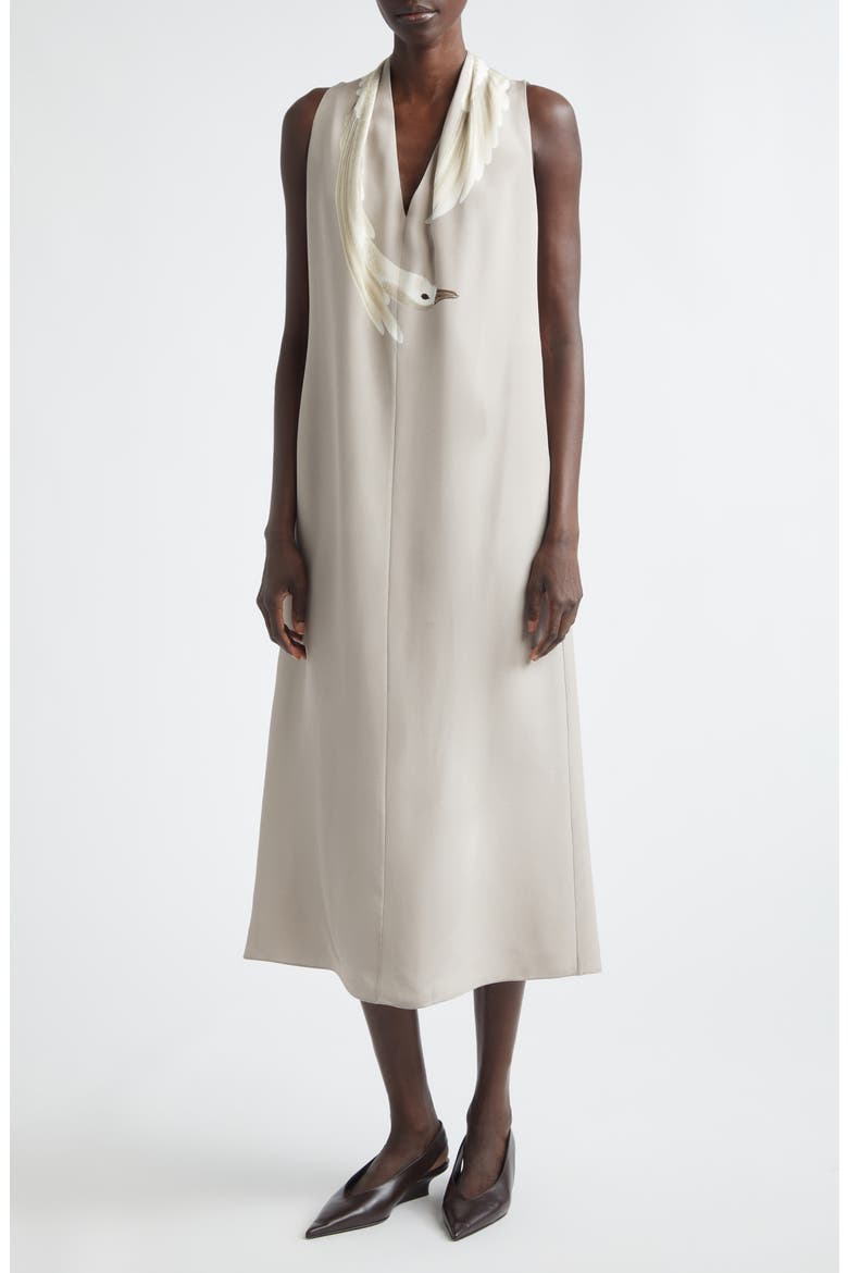 Baker Silk Shift Dress, Alternate, color, TAHINI GOOSE