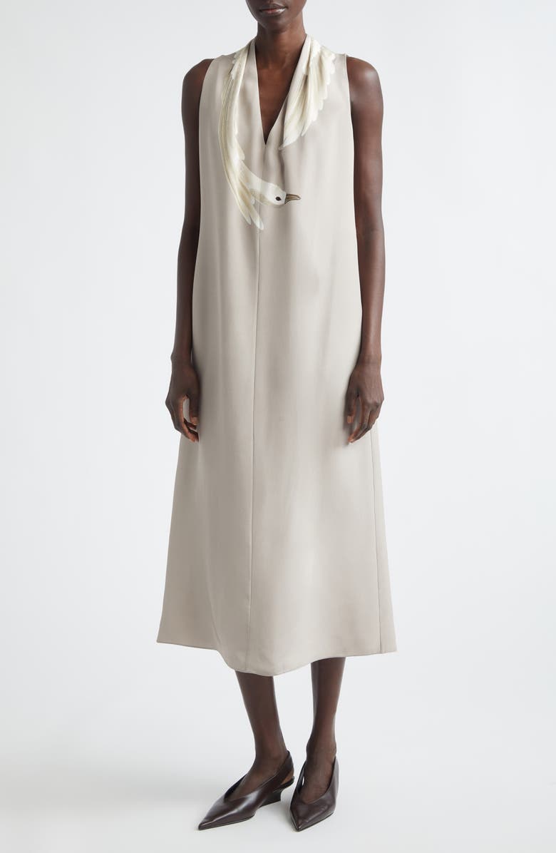 Altuzarra Baker Silk Shift Dress, Alternate, color, Tahini Goose