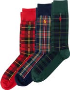 Polo Ralph Lauren Assorted 3-Pack Tartan Crew Socks Gift Box