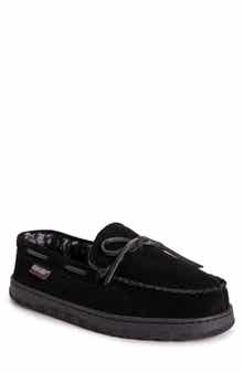 MUK LUKS Paul Printed Berber Suede Faux Fur Lined Slipper