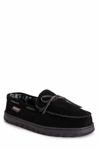 MUK LUKS Paul Printed Berber Suede Faux Fur Lined Slipper