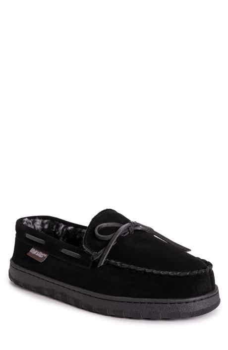 MUK LUKS Paul Printed Berber Suede Faux Fur Lined Slipper
