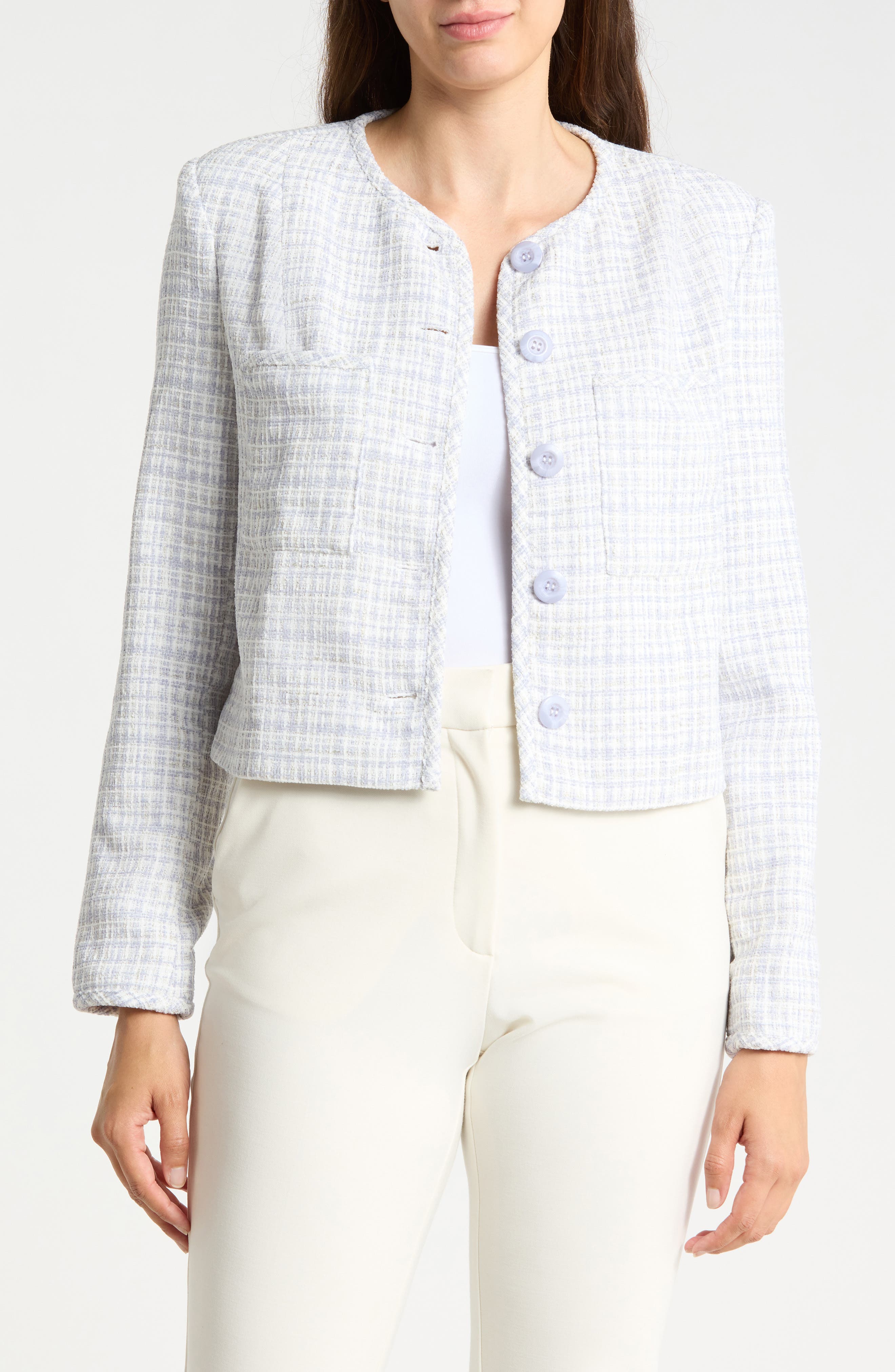 Patch Pocket Crop Bouclé Jacket