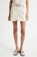 Ganni Mélange Cotton & Linen Belted Wrap Miniskirt