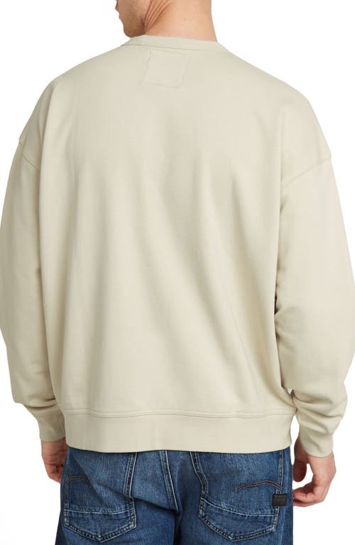 G-star Chenille G-script Loose Organic Cotton Crewneck Sweatshirt In Whitebait