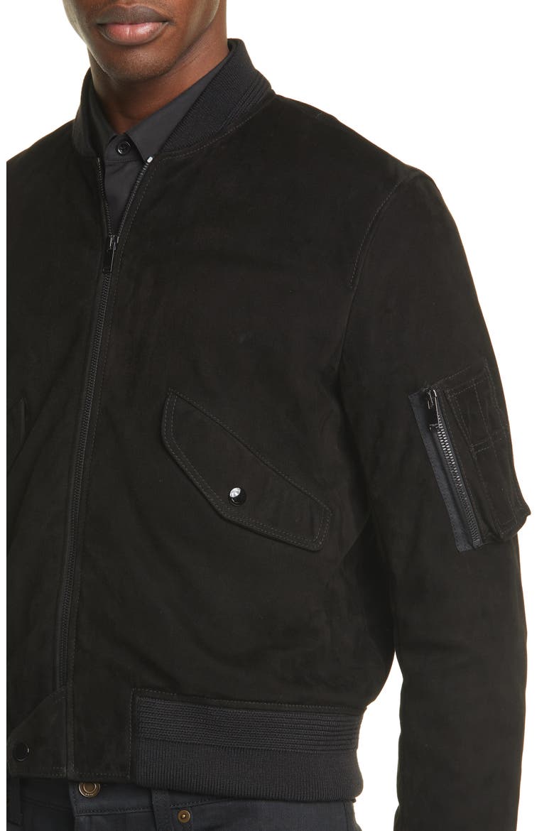 Suede Bomber Jacket, Alternate, color, BLACK
