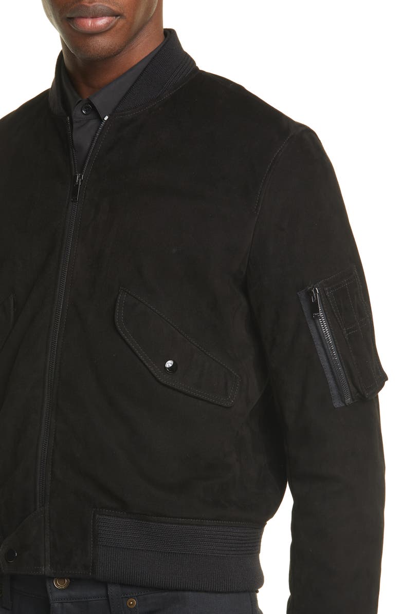 Saint Laurent Suede Bomber Jacket, Alternate, color,