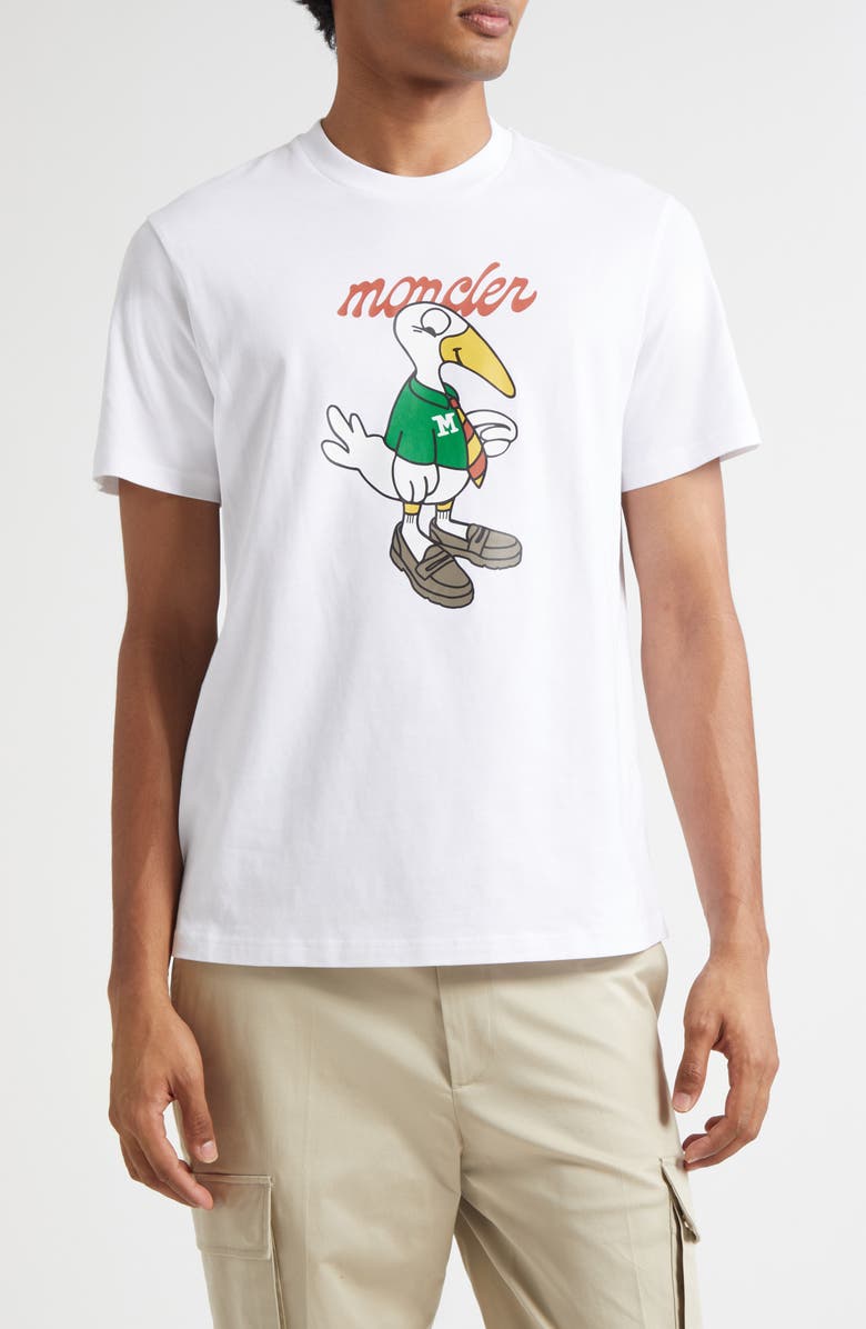 Moncler Monduck Mascot Cotton Graphic T-Shirt, Main, color, Brilliant White