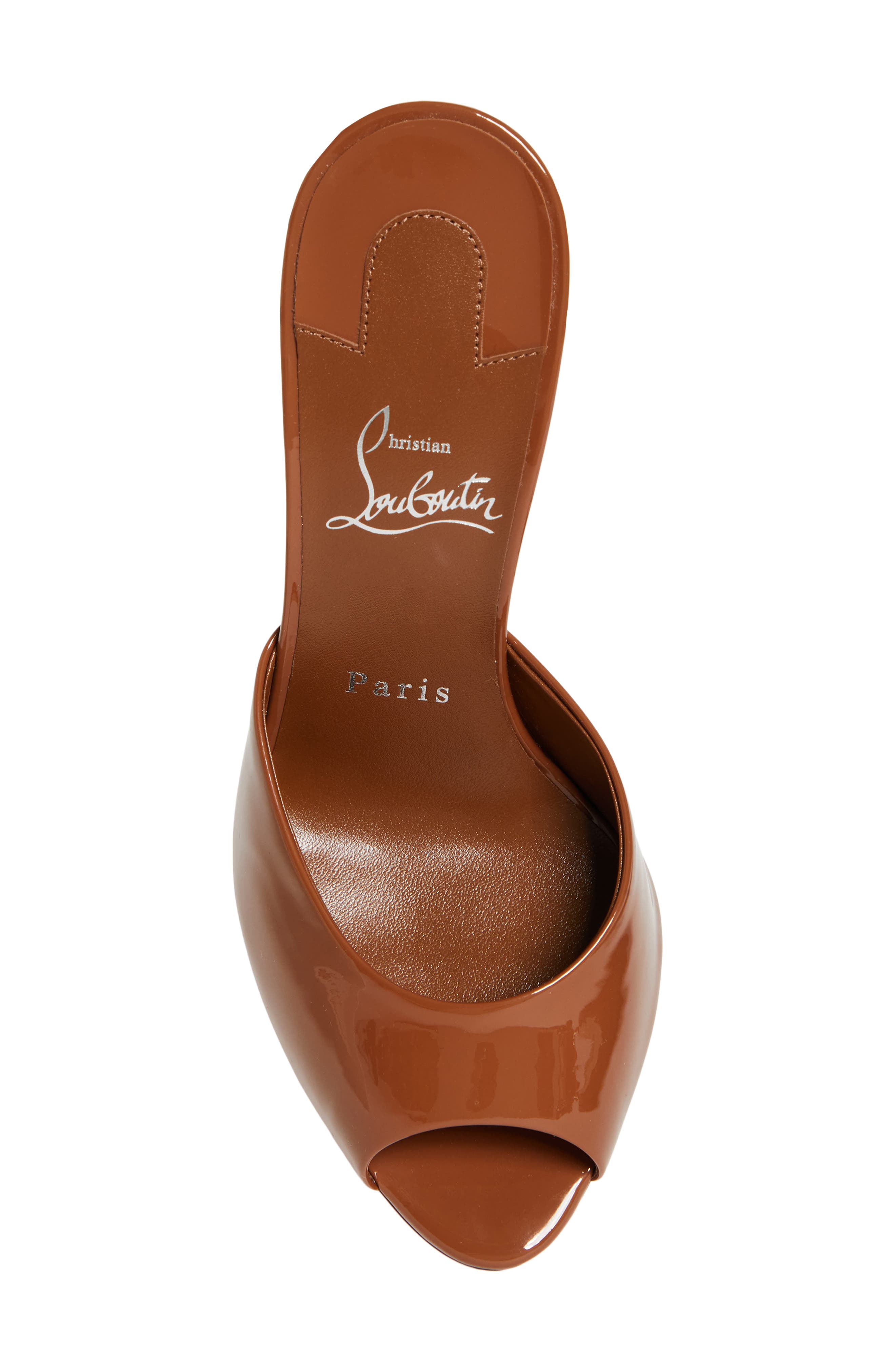 Christian Louboutin Me Dolly Peep Toe Slide Sandal, Alternate, color, Brown