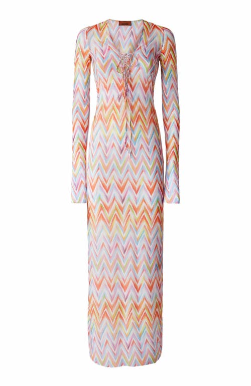 Missoni Fitted Long Cover-up In Printed Tulle In Multi