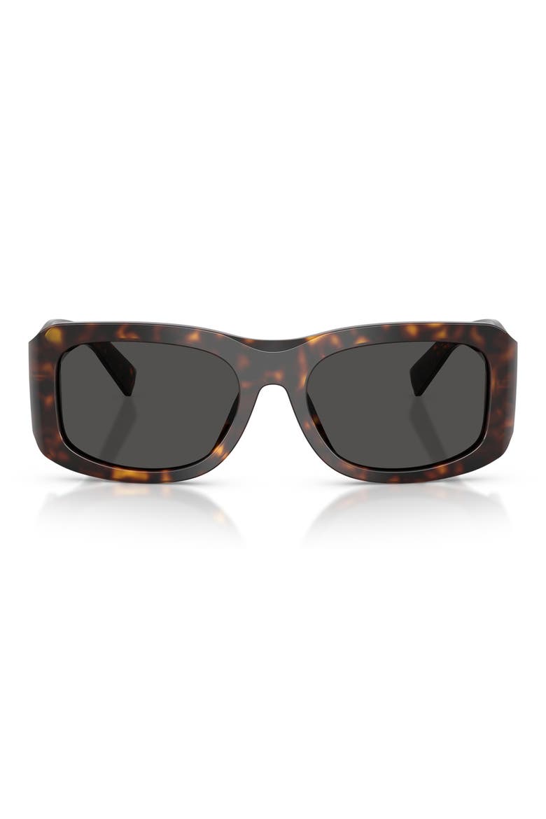 57mm Rectangular Sunglasses, Main, color, HAVANA / DARK GREY