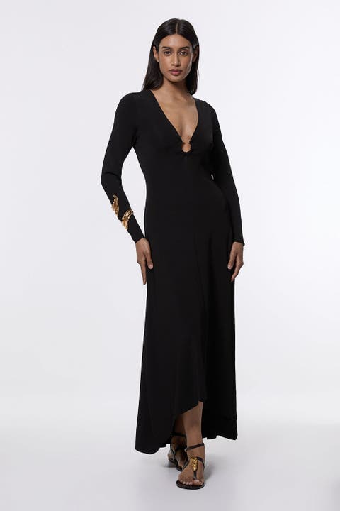 Keyring Detail Long Sleeve Knit Dress