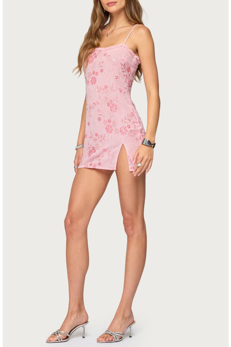 Romey Beaded Chiffon Minidress, Alternate, color, PINK
