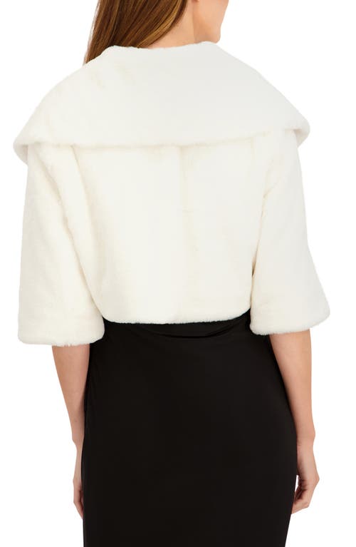 Laundry By Shelli Segal Faux Fur Shawl Collar Shrug In White
