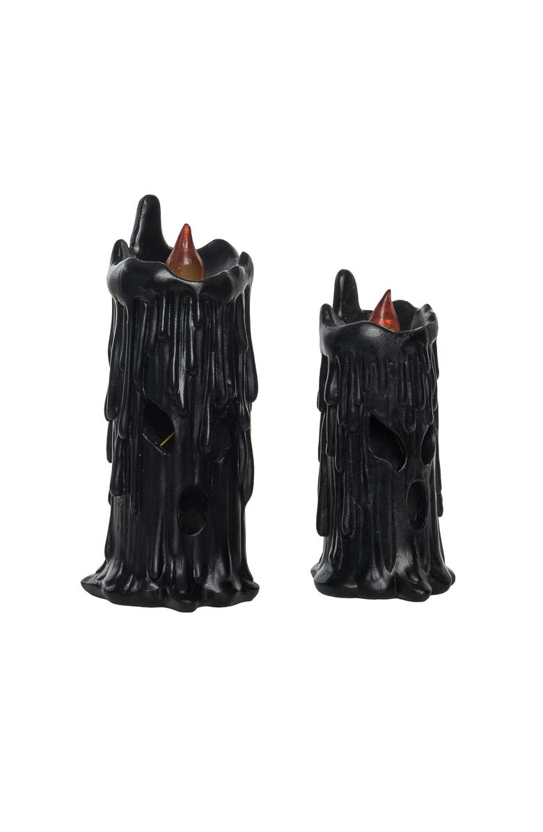 Transpac Black Halloween Creepy Candle Set of 2 Decorative Accent, Alternate, color, Black