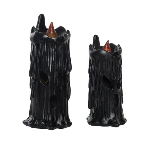 Transpac Black Halloween Creepy Candle Set Of 2 Decorative Accent In Black
