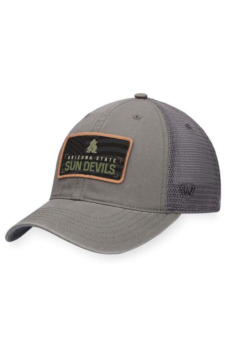 TOP OF THE WORLD Men's Top of the World Olive/Gray Arizona State Sun Devils OHT Military Appreciation Joe Trucker Adjustable Hat, Alternate, color, 