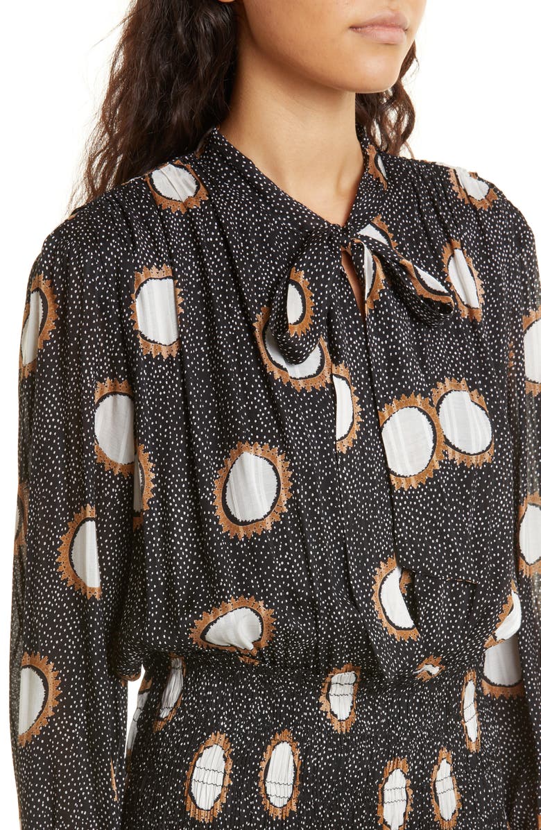 Masai Copenhagen Nomina Smocked Waist Long Sleeve Midi Dress, Alternate, color, 